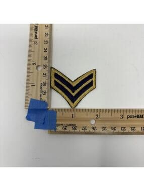 US Military Rank Insignia Patch 2 Blue Gold Chevrons Uniform Collectible